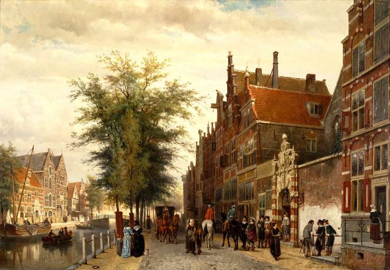 Amsterdam street scene in a painting by Cornelis Springer