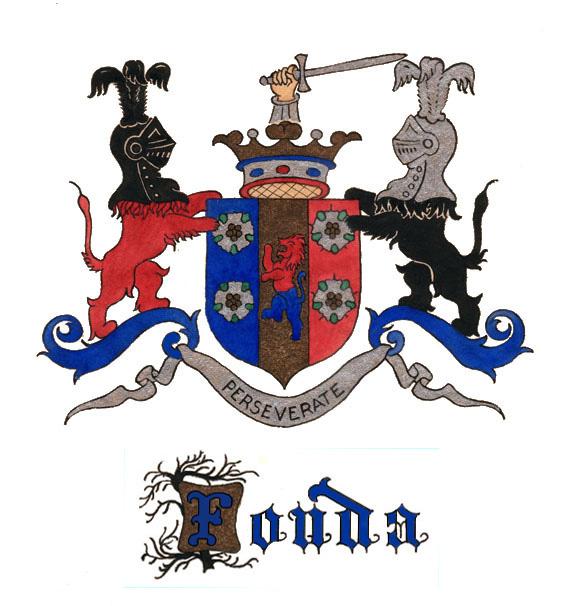 Colored heraldic shield traditionally associated with the Fonda surname.